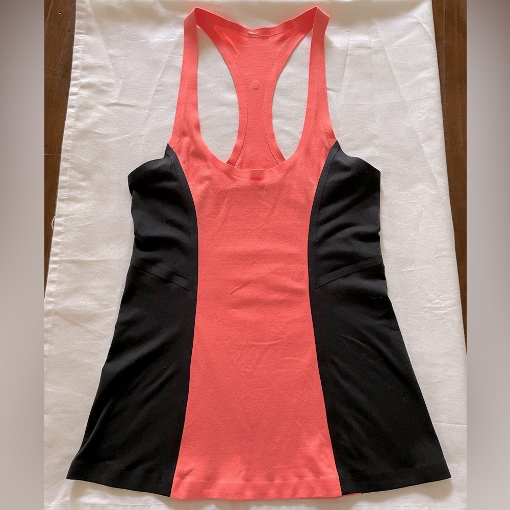 Lululemon Women's Coral and Black Racerback Tank Top